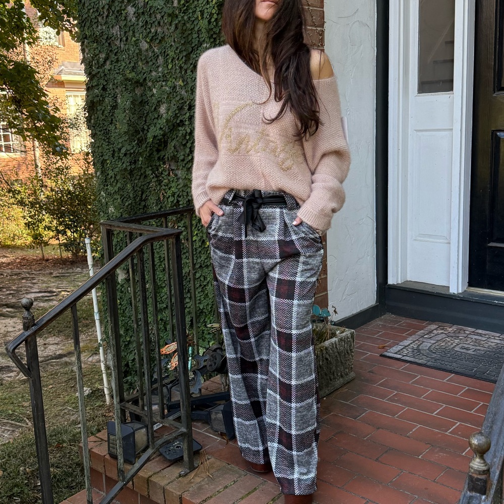MADE IN ITALY FABULOUS WIDE LEG Plaid Pants